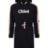 Chloé Blue Casual Dress For Girl With Logo -Golden Goose Shop 04aa6de031a9c589e15a2830072ccd4f
