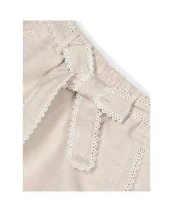 Chloé Beige Bermuda Shorts With Bow-detail In Linen Blend Girl -Golden Goose Shop 0ca61da16538f4aacf2d4f51727d9751