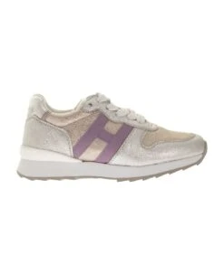 Hogan J484 Metallic Leather Trainers