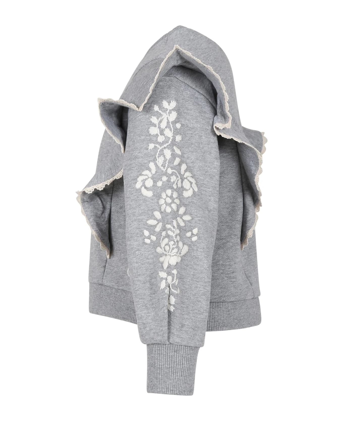 Chloé Grey Sweatshirt With Embroideries For Girl 5 Chloé Grey Sweatshirt With Embroideries For Girl - Image 3