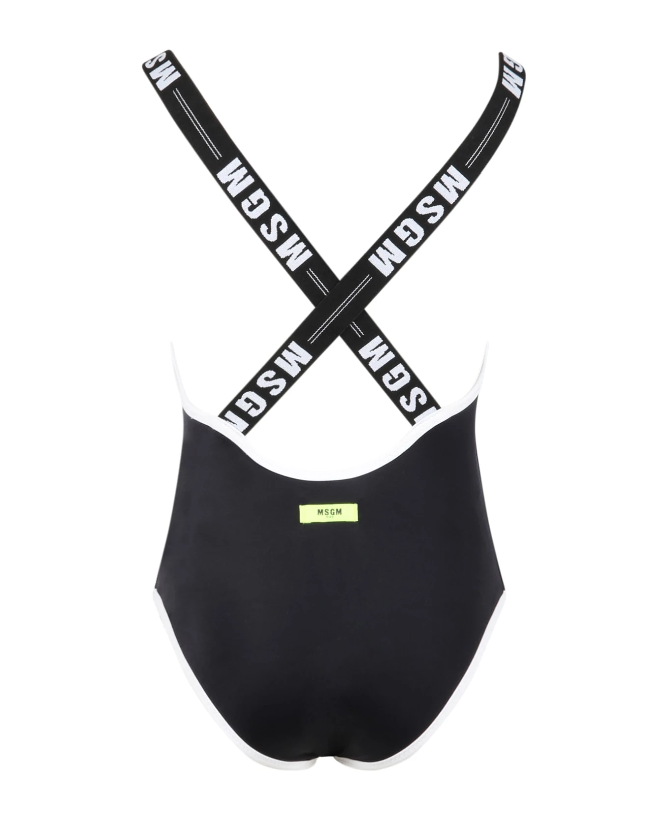 MSGM Black Swimsuit For Girl With White Logo 4 MSGM Black Swimsuit For Girl With White Logo - Image 2