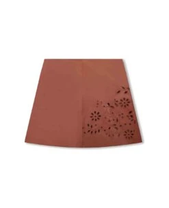 Chloé Brick Red Leather Skirt With Embroidery