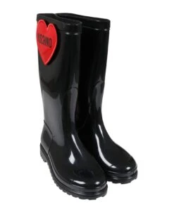 MOSCHINO Black Boots For Girl With Heart -Golden Goose Shop 1d8682f9d141a16226e1864464b45452