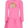 MOSCHINO Fuchsia Dress For Girl With Teddy Bear And Logo -Golden Goose Shop 1f3712a9d34f4a066072bbc11e85afc9