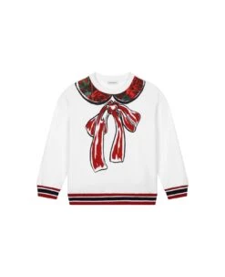 Dolce & Gabbana Felpa Bianca Tema Back To School In Cotone Bambina