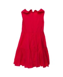 Monnalisa Red Sleeves Dress With Frills In Cotton Girl -Golden Goose Shop 29a118358a23e4f762fdd7d504d400cd