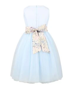 Light-blue Dress For Girl With Tulle Skirt -Golden Goose Shop 302f8558ddd254464ca2caf90d985278