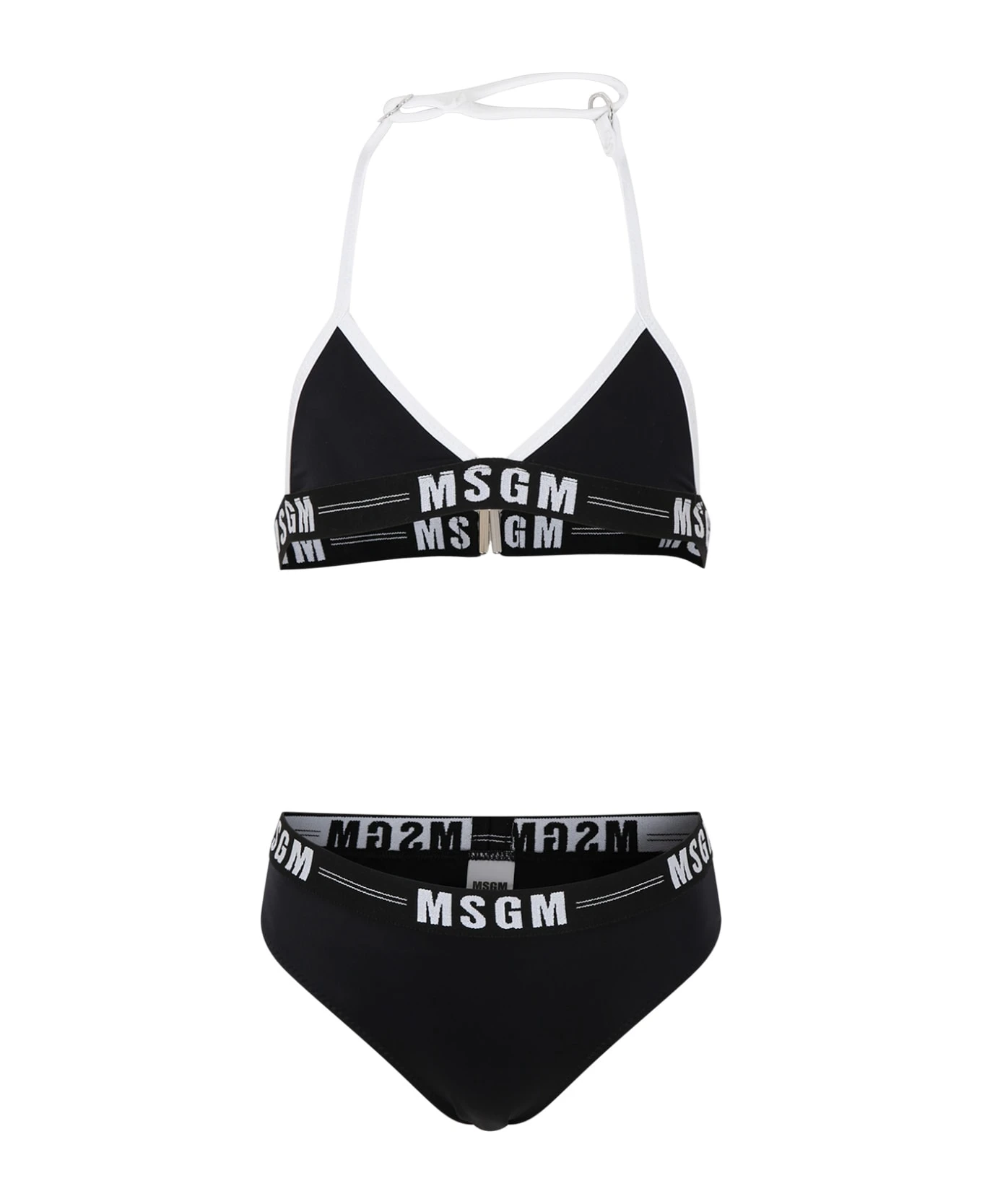 MSGM Black Bikini For Girl With Logo 3 MSGM Black Bikini For Girl With Logo