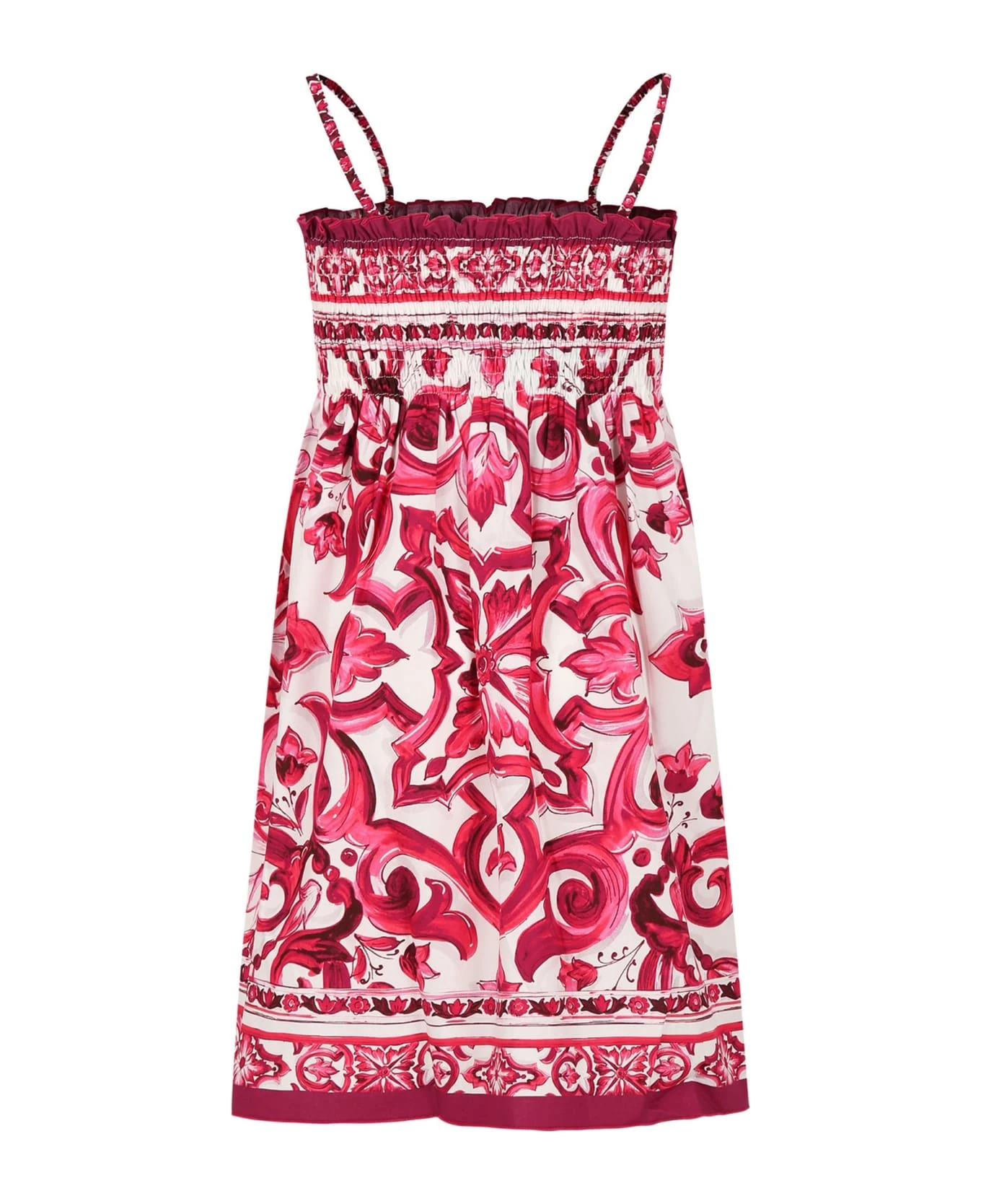 Dolce & Gabbana White Dress For Girl With Iconic Majolica And Logo 4 Dolce & Gabbana White Dress For Girl With Iconic Majolica And Logo - Image 2