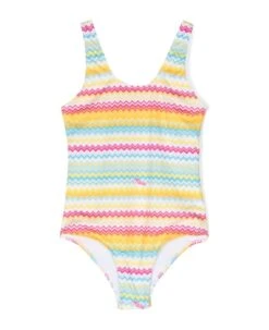 Multicolour Logo-detail Zigzag-print Swimsuit