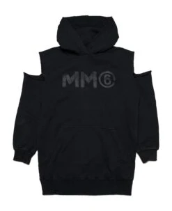 Mm6d82u Dress Maison Margiela Fleece Hooded Maxi-dress With Cut-out Shoulders