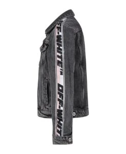 Off-White Black Denim Jacket For Girl With Logo -Golden Goose Shop 37526f3c0f64b48544858c2aee31b2ef