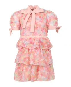 Pink Dress For Girl With Flowers