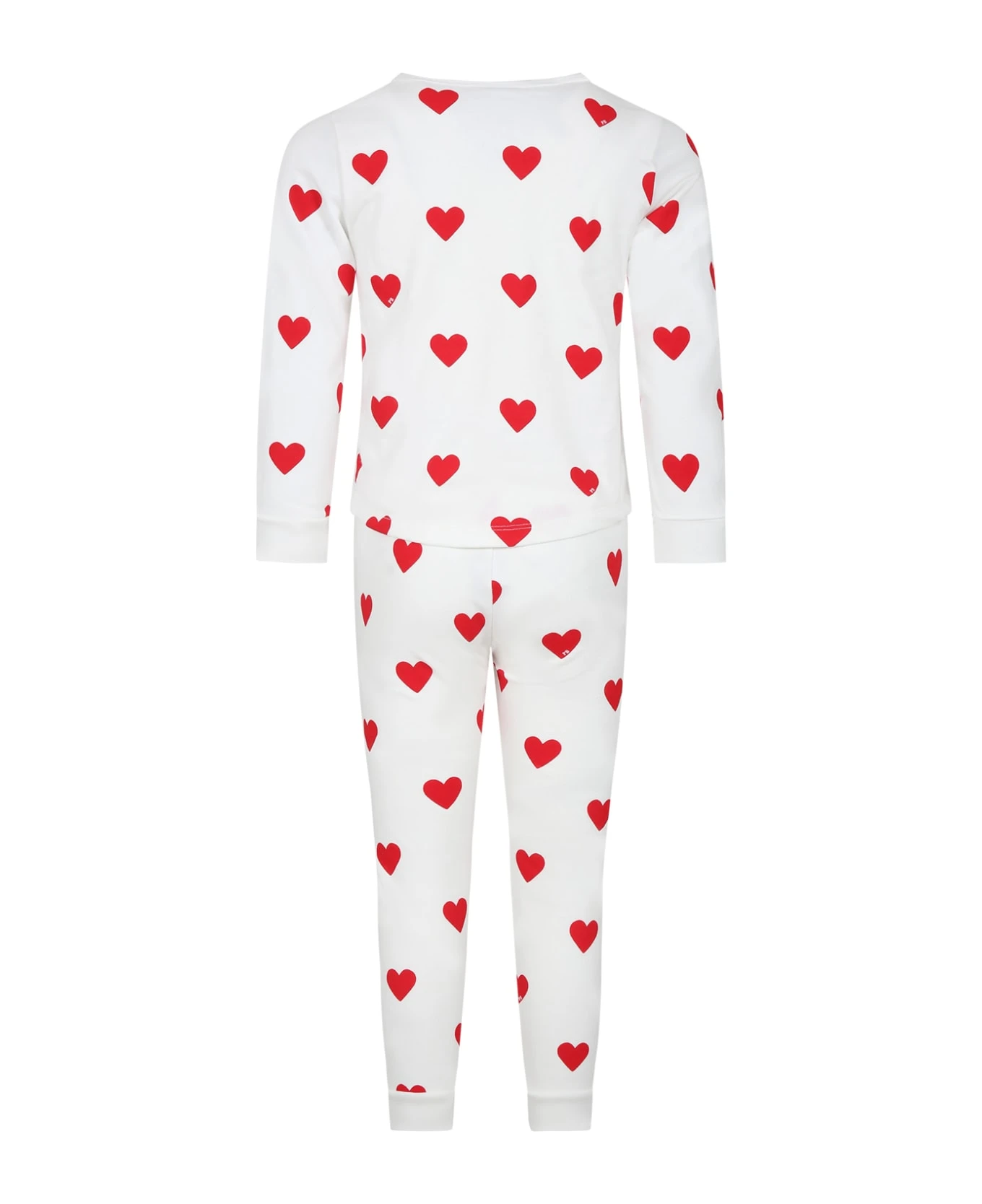 PETIT BATEAU White Pajamas For Girl With Red Hearts 4 PETIT BATEAU White Pajamas For Girl With Red Hearts - Image 2