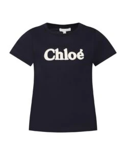 Chloé Blue T-shirt For Girl With Logo