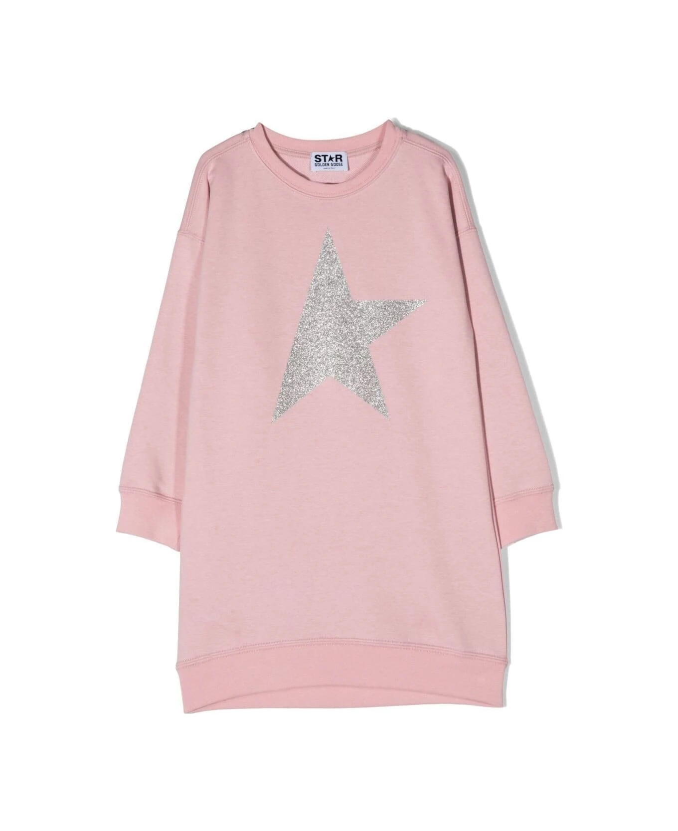 Abito Con Stampa Star Lurex In Felpa Di Cotone Rosa Golden Goose Kids Bambina 3 Abito Con Stampa Star Lurex In Felpa Di Cotone Rosa Golden Goose Kids Bambina
