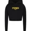 FENDI Black Sweatshirt For Girl With Yellow Logo