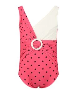Mini Rodini Fuchsia Swimsuit For Girl With Black Polka Dots