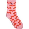 Bobo Choses Pink Socks For Girl With Red Waves And Logo