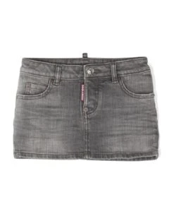 DSQUARED2 Light Grey Stretch-cotton Denim Skirt