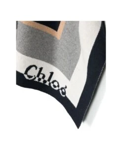 Chloé Blue Cape With Front Fastening With Striped Trim In Cotton And Wool Girl -Golden Goose Shop 67ae7ba63ba8ea297bac0146f938ce28