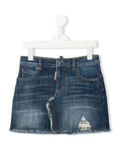 DSQUARED2 Blue Cotton Mini Skirt