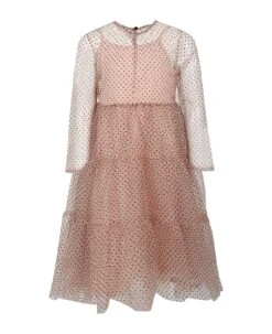 Pink Dress For Girl With Polka Dots
