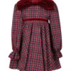 Elegant Red Dress For Girls With Checked Pattern