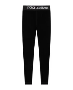 Dolce & Gabbana Black Trousers For Girl With White Logo