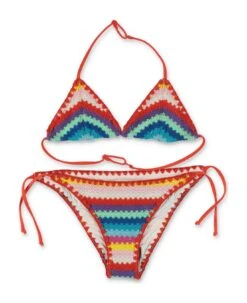 Mc2 Saint Barth Costume Bikini Multicolor In Cotone Crochet Bambina