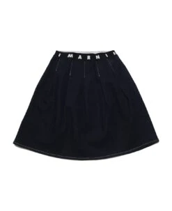 Mg122f Skirt Marni Dark Blue Jeans Skirt With Logoed Elastic