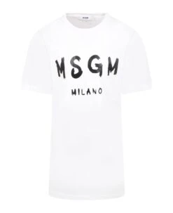 MSGM White Dress For Girl With Logo