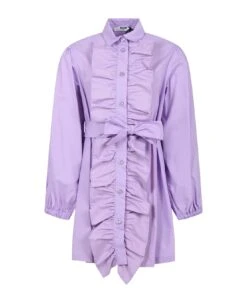 MSGM Lilac Dress For Girl With Logo