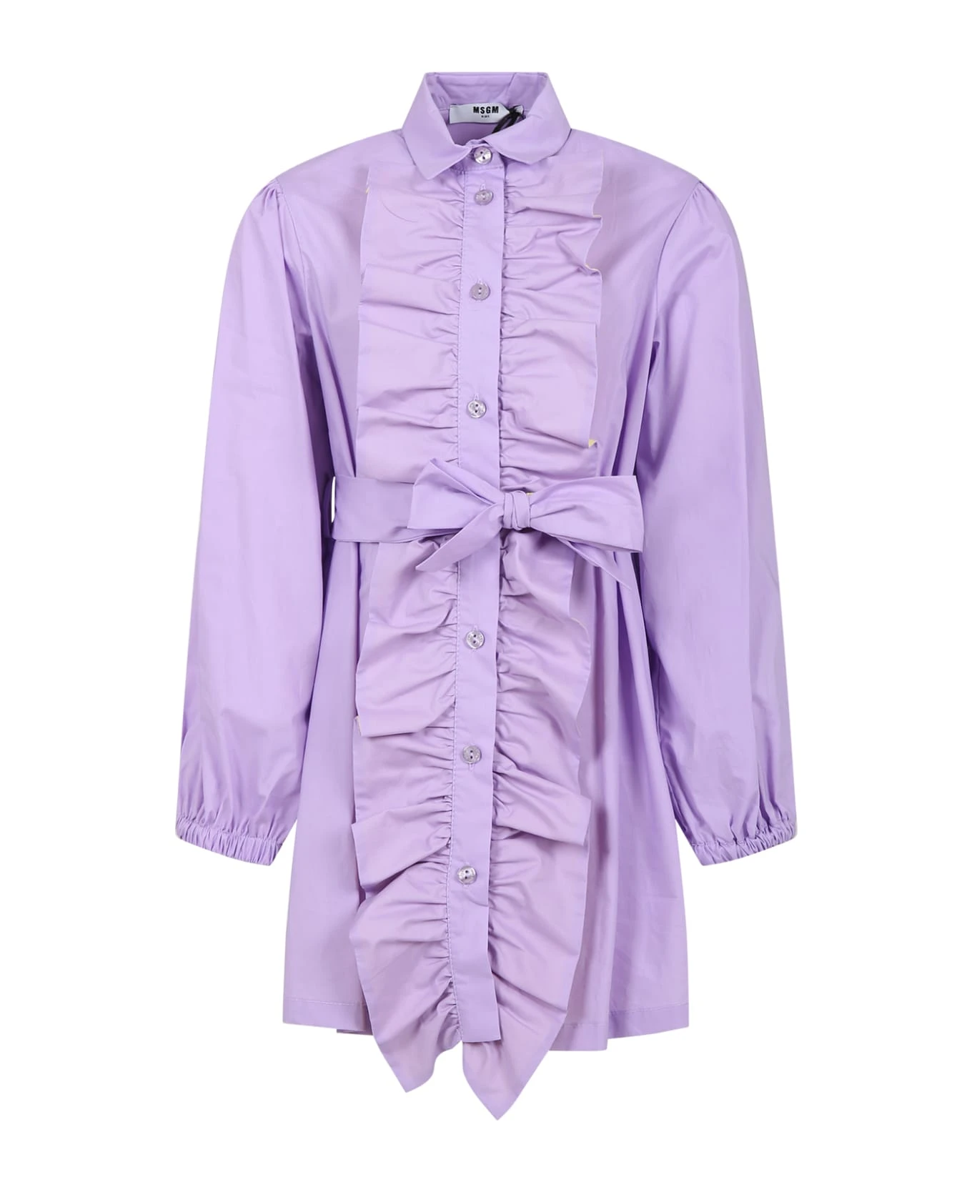 MSGM Lilac Dress For Girl With Logo 3 MSGM Lilac Dress For Girl With Logo