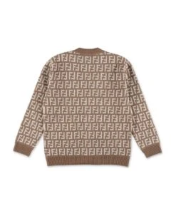 Fendi Cardigan Beige In Maglia Di Cotone E Lana Bambina -Golden Goose Shop 9208cd4d0305588daeafa4394c69ff8b