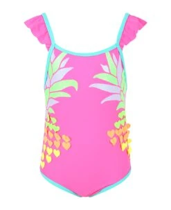 Billieblush Fuchsia Swimsuit For Girl With Hearts
