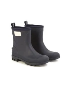 Chloé Navy Blue Rubber Ankle Boots With Logo Patch