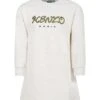 Kenzo Kids Ivory Dress For Girl With Logo