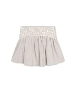 Chloé Grey Skirt With Contrasting Floral Embroidery