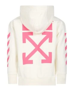 Off-White White Sweatshirt For Girl With Logo