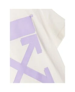 Off-White Crewneck T-shirt With Printed Logo And Signature Arrow Motif In White Cotton Girl -Golden Goose Shop a76c19e3747af1f6de2245d683dd250b