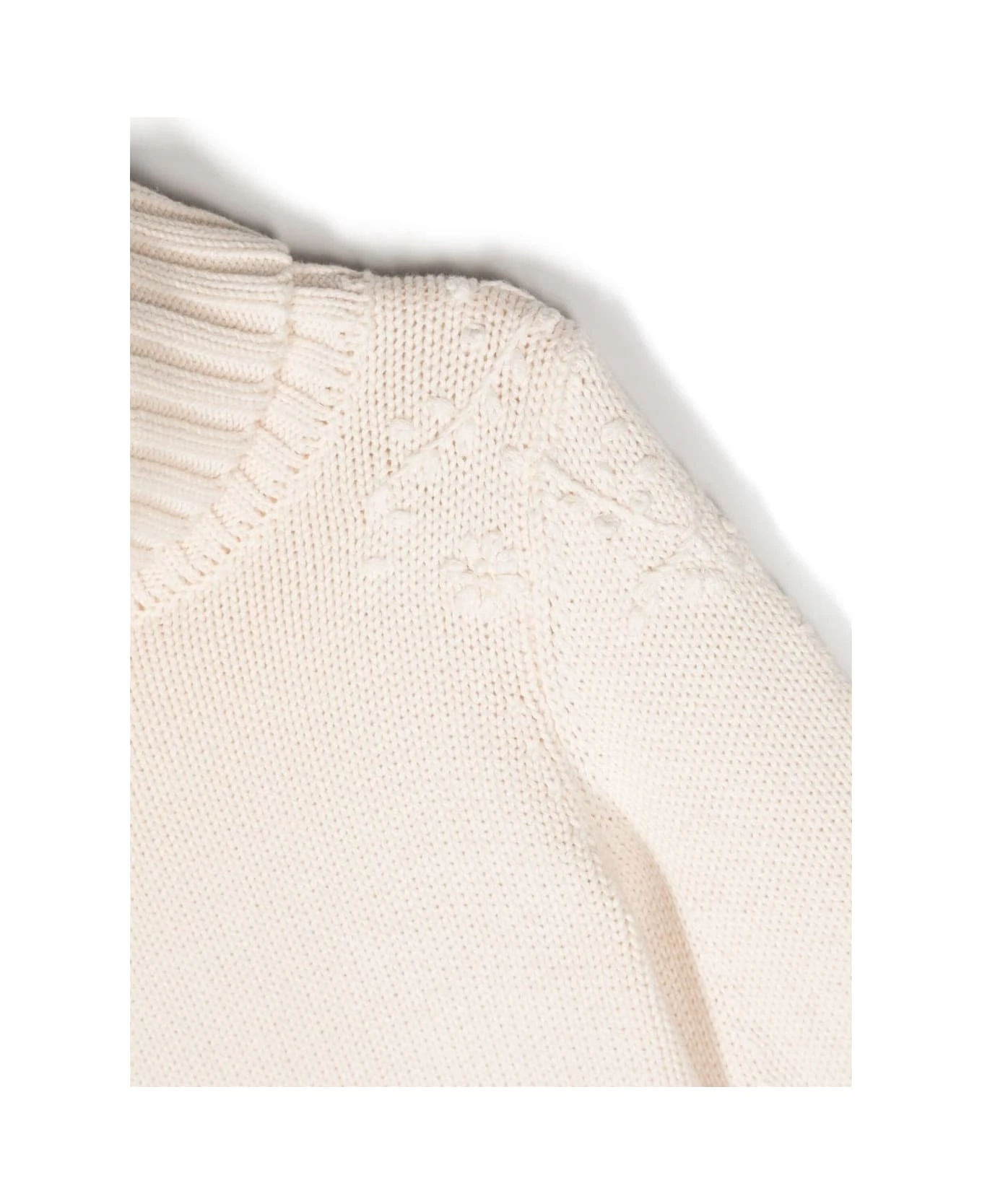 Chloé White Turtleneck Sweater With Logo Embroidery In Cotton And Wool Woman 5 Chloé White Turtleneck Sweater With Logo Embroidery In Cotton And Wool Woman - Image 3