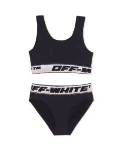 Off-White Kids Black Logo Band Bikini