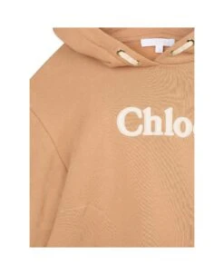 Chloé Chloe Felpa Beige In Cotone Con Cappuccio Bambina -Golden Goose Shop b18306842cbcbeaae62b780c287a7161