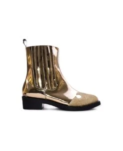 Ankle Boots In Gold Laminated Leather