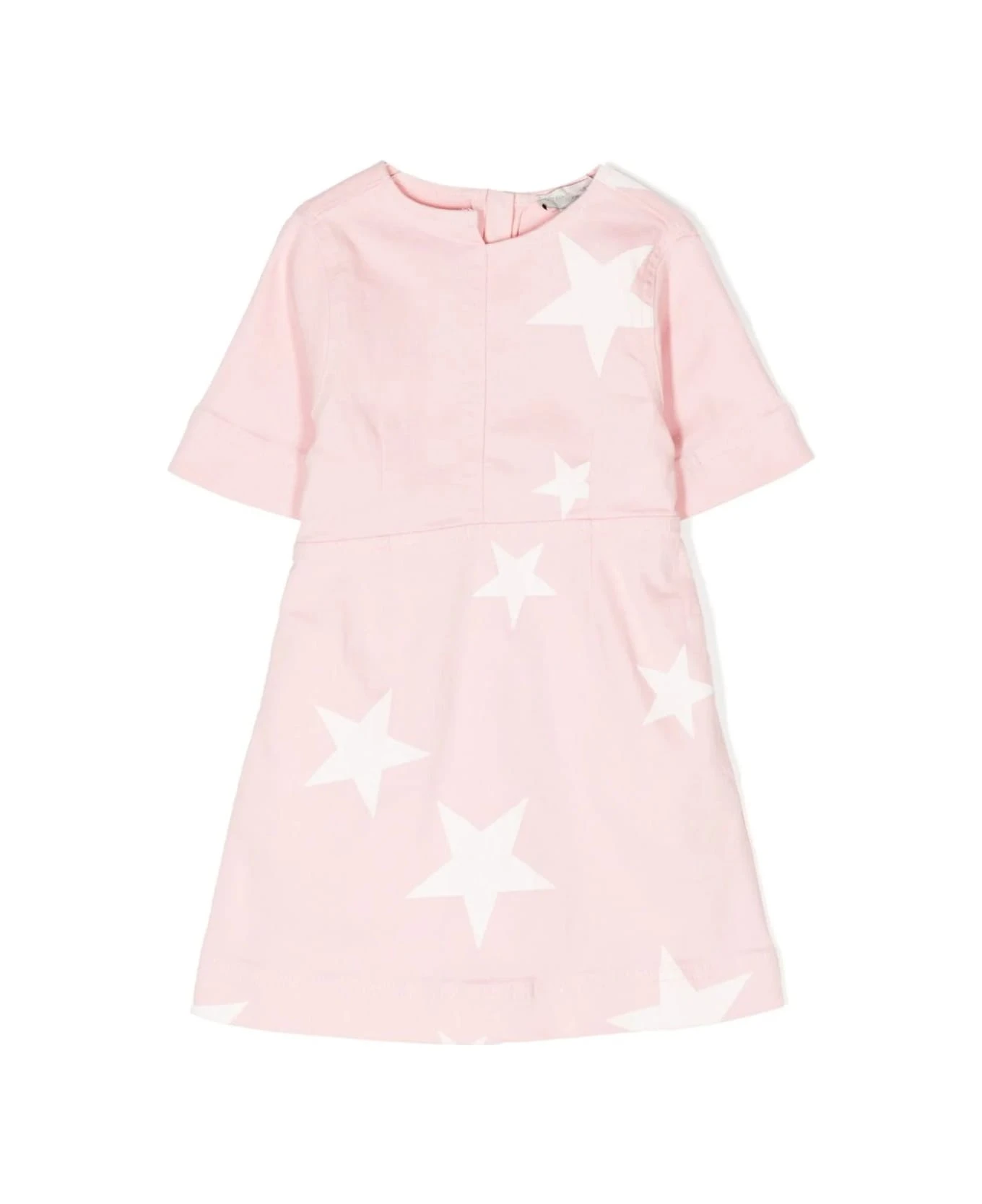 Stella McCartney Kids Pink Denim Dress With Star Print 3 Stella McCartney Kids Pink Denim Dress With Star Print