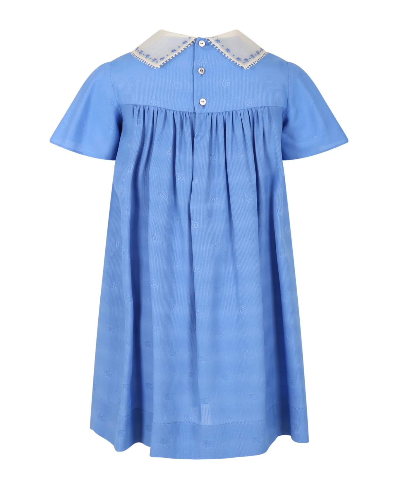 Gucci Light-blue Dress For Girl With Gg 4 Gucci Light-blue Dress For Girl With Gg - Image 2