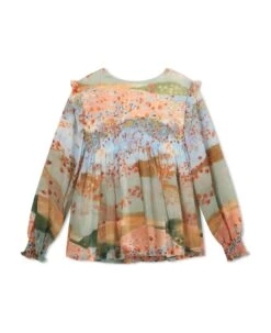 Chloé Ceremony Graphic Printed Ruffled Detail Blouse