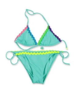 Mc2 Saint Barth Costume Bikini Verde Acqua In Lycra Bambina