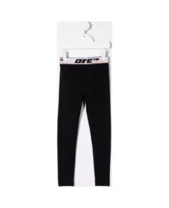 Off-White Kids Black Logo Band Leggings -Golden Goose Shop c3af87e9a7a4c751efed232b440e0d88
